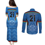 Custom Afghanistan Cricket Couples Matching Puletasi and Long Sleeve Button Shirt Afghan Coat Of Arm with Special Flag