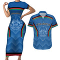 Custom Afghanistan Cricket Couples Matching Short Sleeve Bodycon Dress and Hawaiian Shirt Afghan Coat Of Arm with Special Flag