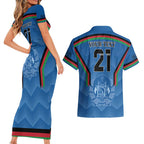 Custom Afghanistan Cricket Couples Matching Short Sleeve Bodycon Dress and Hawaiian Shirt Afghan Coat Of Arm with Special Flag