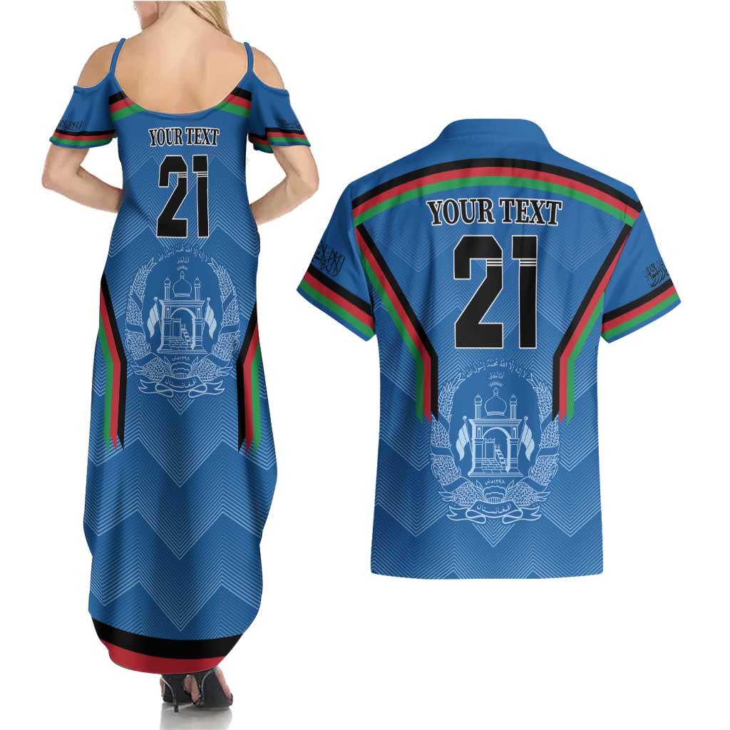 Custom Afghanistan Cricket Couples Matching Summer Maxi Dress and Hawaiian Shirt Afghan Coat Of Arm with Special Flag