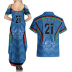Custom Afghanistan Cricket Couples Matching Summer Maxi Dress and Hawaiian Shirt Afghan Coat Of Arm with Special Flag