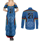 Custom Afghanistan Cricket Couples Matching Summer Maxi Dress and Long Sleeve Button Shirt Afghan Coat Of Arm with Special Flag