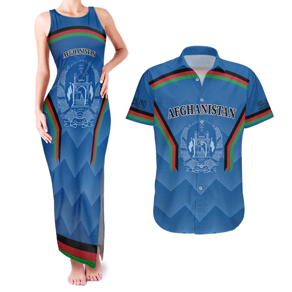 Custom Afghanistan Cricket Couples Matching Tank Maxi Dress and Hawaiian Shirt Afghan Coat Of Arm with Special Flag