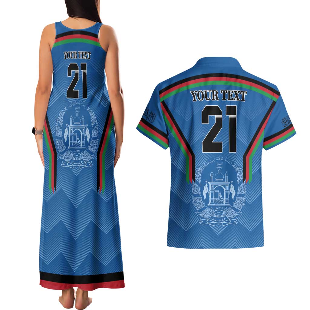 Custom Afghanistan Cricket Couples Matching Tank Maxi Dress and Hawaiian Shirt Afghan Coat Of Arm with Special Flag