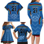 Custom Afghanistan Cricket Family Matching Long Sleeve Bodycon Dress and Hawaiian Shirt Afghan Coat Of Arm with Special Flag