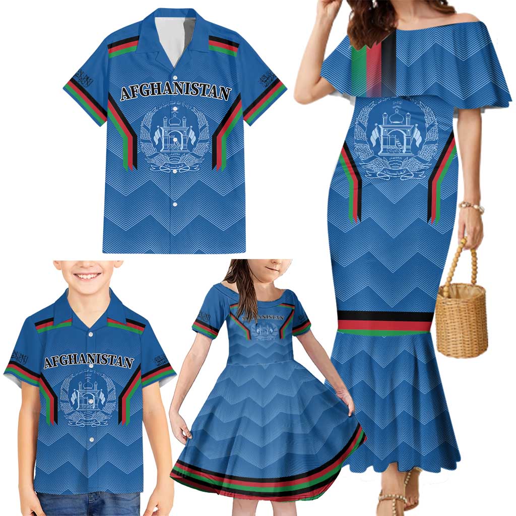 Custom Afghanistan Cricket Family Matching Mermaid Dress and Hawaiian Shirt Afghan Coat Of Arm with Special Flag