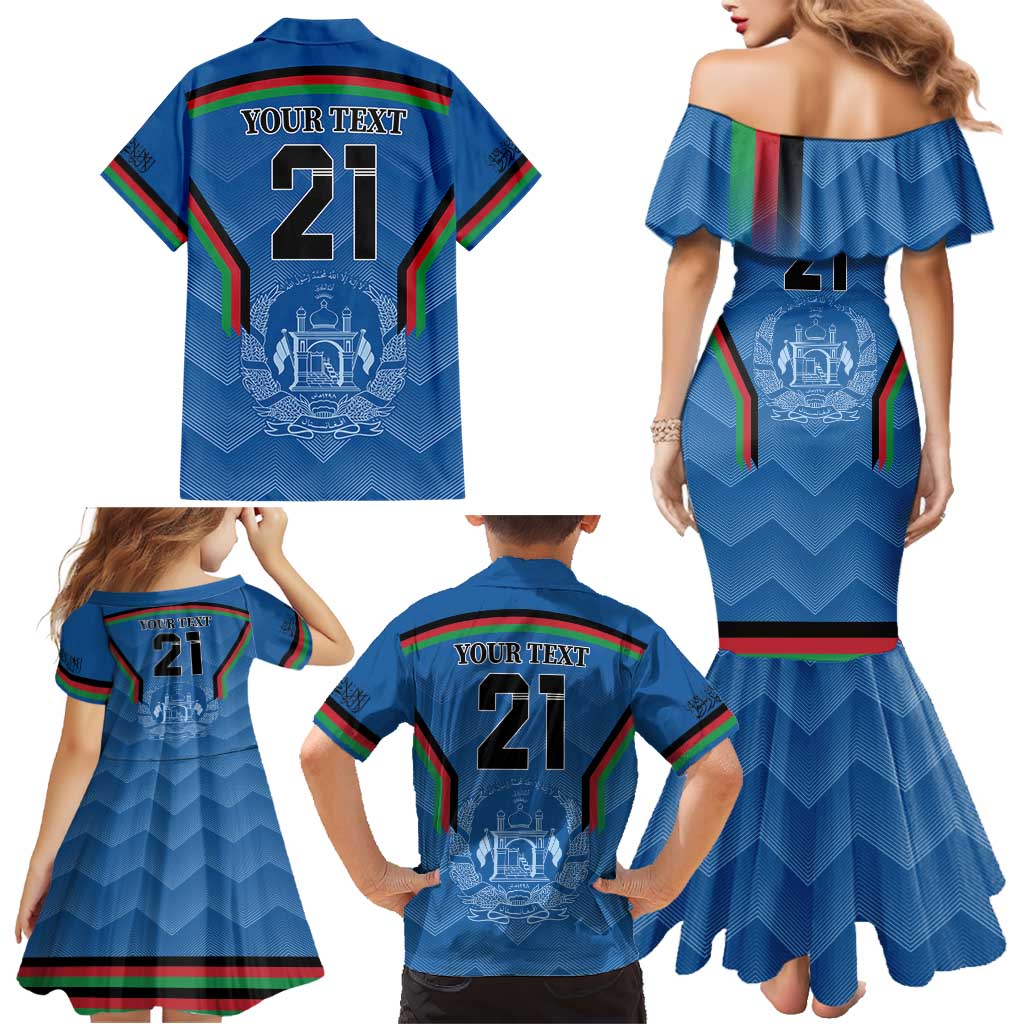 Custom Afghanistan Cricket Family Matching Mermaid Dress and Hawaiian Shirt Afghan Coat Of Arm with Special Flag