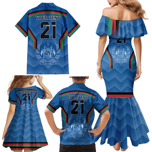 Custom Afghanistan Cricket Family Matching Mermaid Dress and Hawaiian Shirt Afghan Coat Of Arm with Special Flag