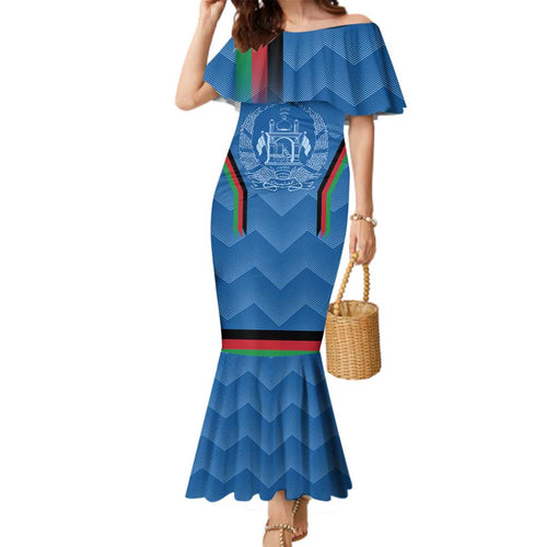 Custom Afghanistan Cricket Family Matching Mermaid Dress and Hawaiian Shirt Afghan Coat Of Arm with Special Flag