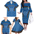 Custom Afghanistan Cricket Family Matching Off The Shoulder Long Sleeve Dress and Hawaiian Shirt Afghan Coat Of Arm with Special Flag