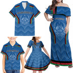 Custom Afghanistan Cricket Family Matching Off Shoulder Maxi Dress and Hawaiian Shirt Afghan Coat Of Arm with Special Flag