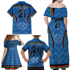 Custom Afghanistan Cricket Family Matching Off Shoulder Maxi Dress and Hawaiian Shirt Afghan Coat Of Arm with Special Flag