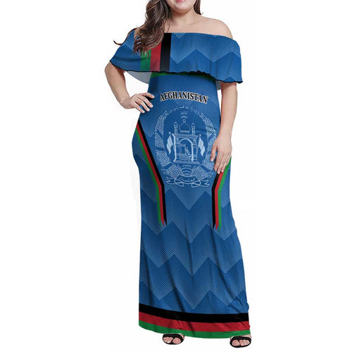 Custom Afghanistan Cricket Family Matching Off Shoulder Maxi Dress and Hawaiian Shirt Afghan Coat Of Arm with Special Flag