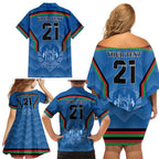 Custom Afghanistan Cricket Family Matching Off Shoulder Short Dress and Hawaiian Shirt Afghan Coat Of Arm with Special Flag