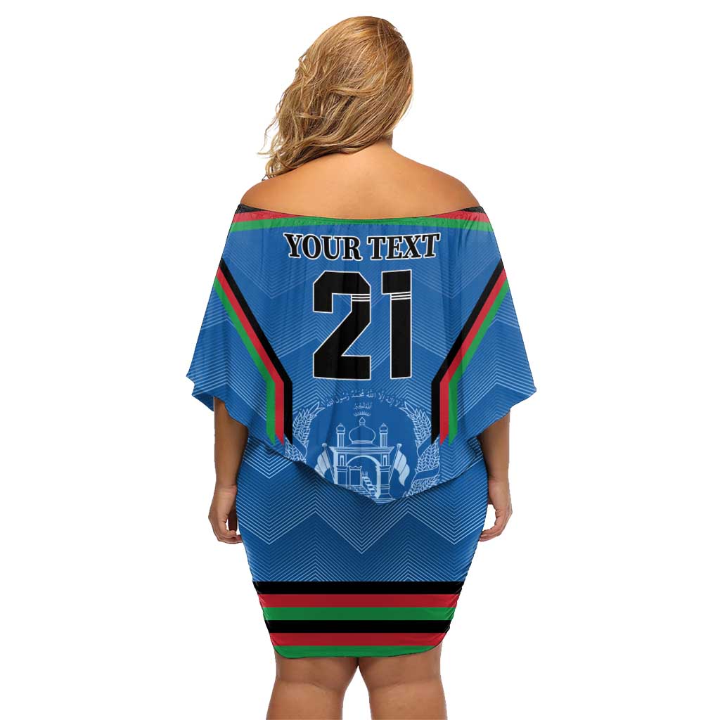Custom Afghanistan Cricket Family Matching Off Shoulder Short Dress and Hawaiian Shirt Afghan Coat Of Arm with Special Flag