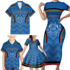 Custom Afghanistan Cricket Family Matching Short Sleeve Bodycon Dress and Hawaiian Shirt Afghan Coat Of Arm with Special Flag