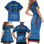 Custom Afghanistan Cricket Family Matching Short Sleeve Bodycon Dress and Hawaiian Shirt Afghan Coat Of Arm with Special Flag