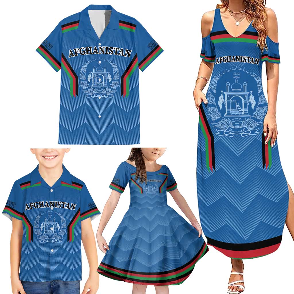 Custom Afghanistan Cricket Family Matching Summer Maxi Dress and Hawaiian Shirt Afghan Coat Of Arm with Special Flag