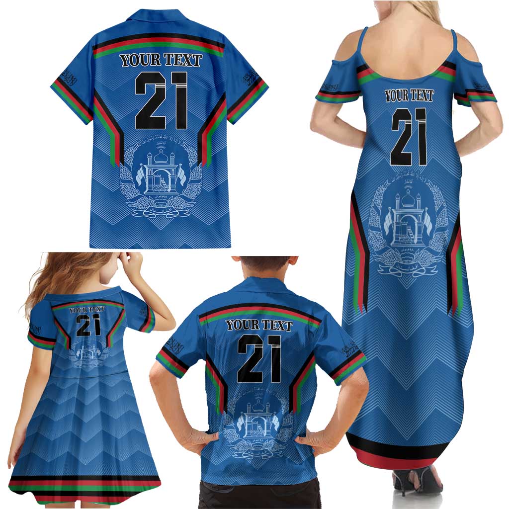 Custom Afghanistan Cricket Family Matching Summer Maxi Dress and Hawaiian Shirt Afghan Coat Of Arm with Special Flag