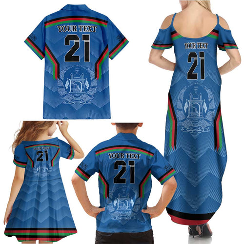 Custom Afghanistan Cricket Family Matching Summer Maxi Dress and Hawaiian Shirt Afghan Coat Of Arm with Special Flag