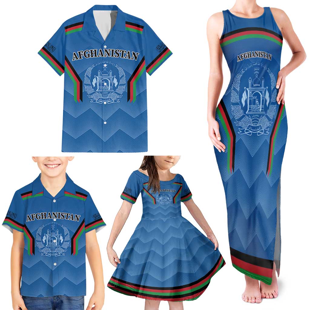 Custom Afghanistan Cricket Family Matching Tank Maxi Dress and Hawaiian Shirt Afghan Coat Of Arm with Special Flag