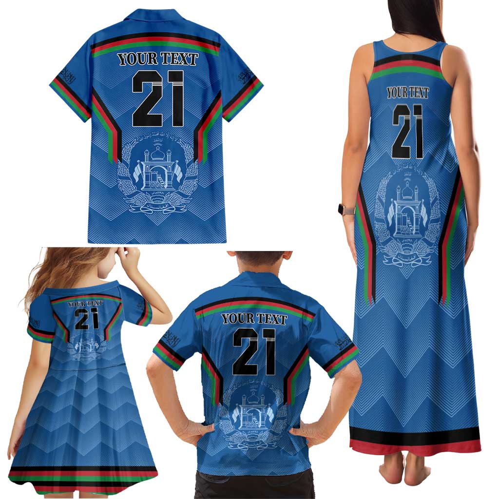Custom Afghanistan Cricket Family Matching Tank Maxi Dress and Hawaiian Shirt Afghan Coat Of Arm with Special Flag