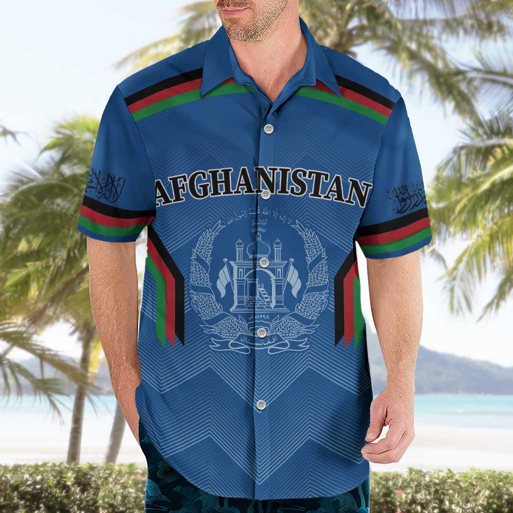 Custom Afghanistan Cricket Hawaiian Shirt Afghan Coat Of Arm with Special Flag