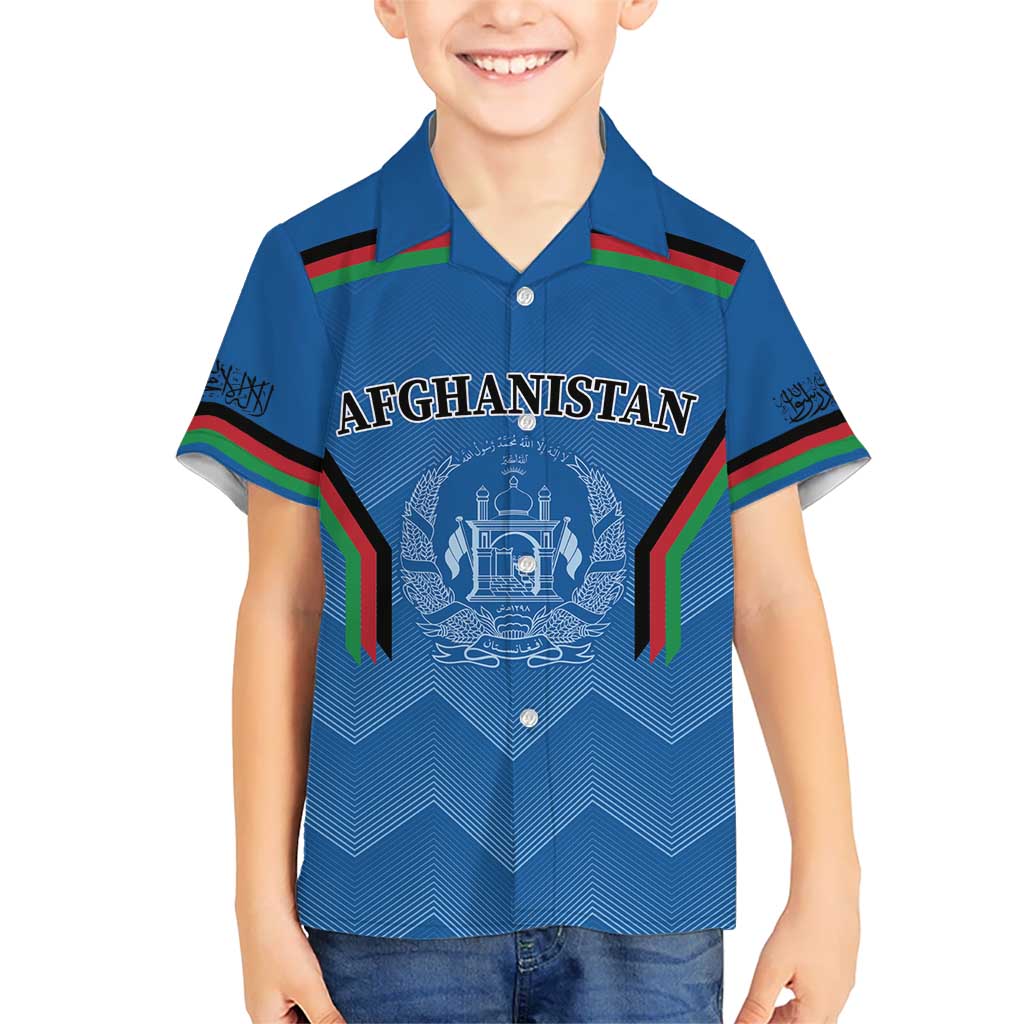 Custom Afghanistan Cricket Kid Hawaiian Shirt Afghan Coat Of Arm with Special Flag