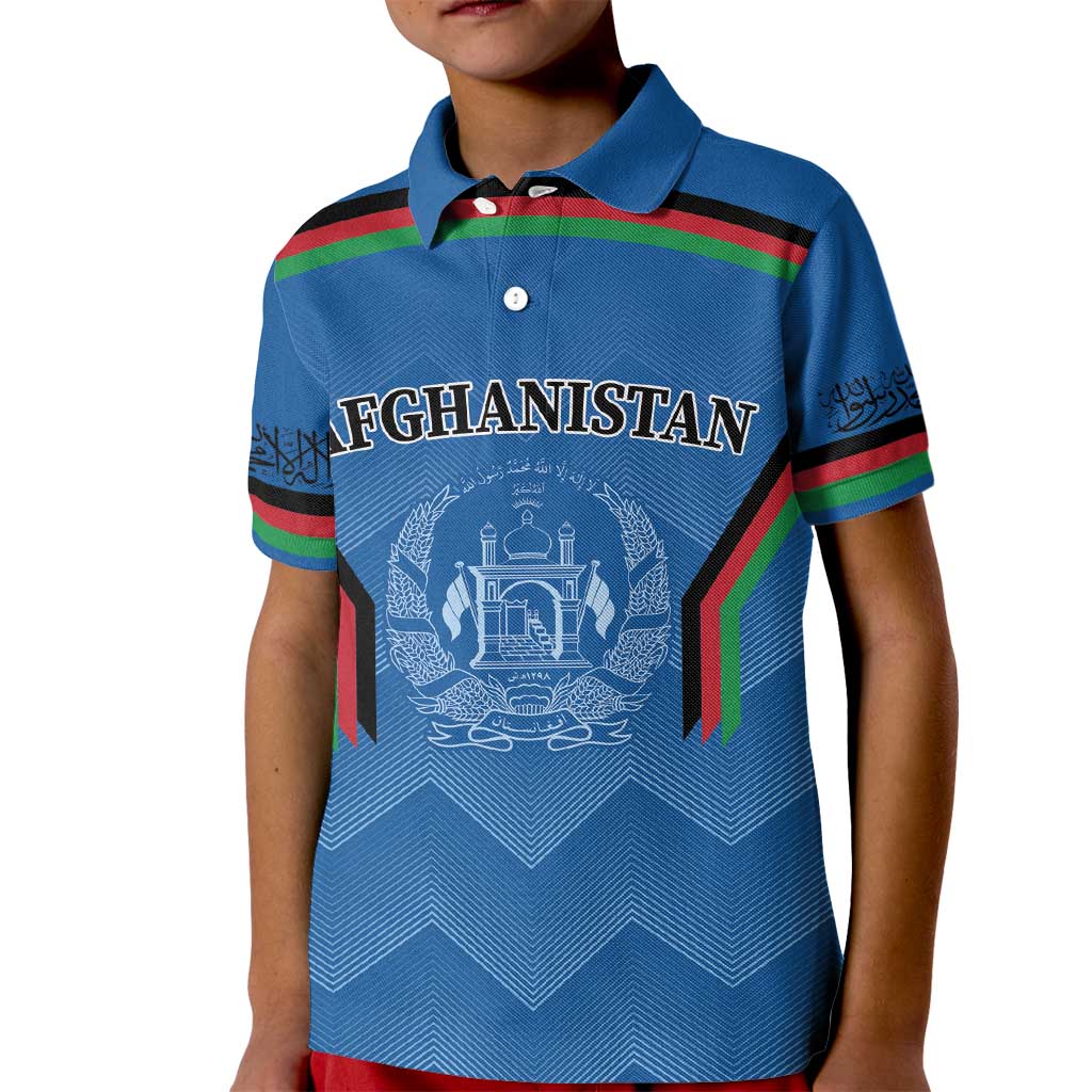 Custom Afghanistan Cricket Kid Polo Shirt Afghan Coat Of Arm with Special Flag