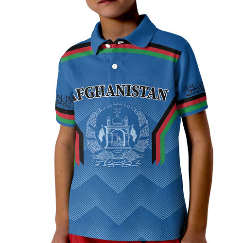Custom Afghanistan Cricket Kid Polo Shirt Afghan Coat Of Arm with Special Flag