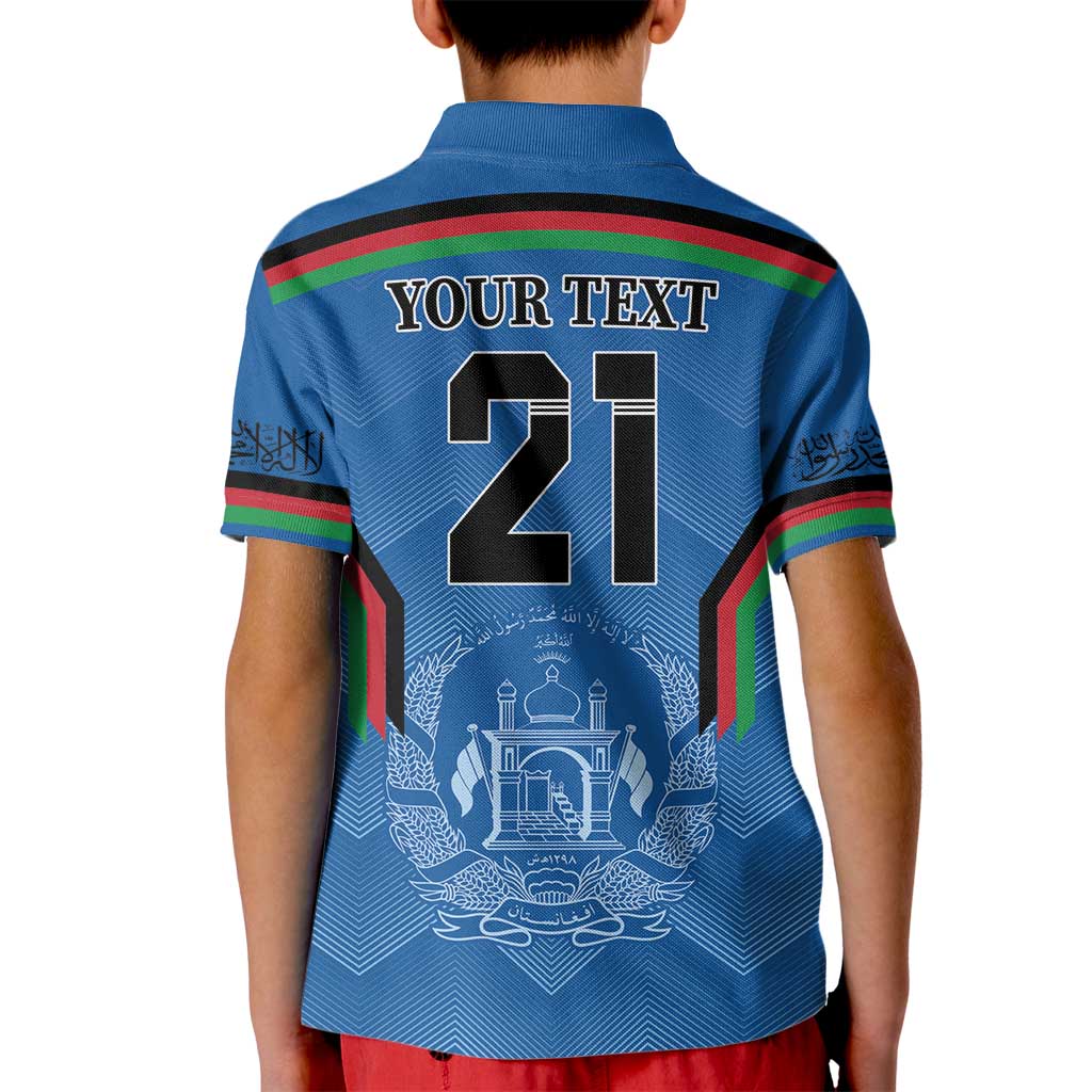 Custom Afghanistan Cricket Kid Polo Shirt Afghan Coat Of Arm with Special Flag