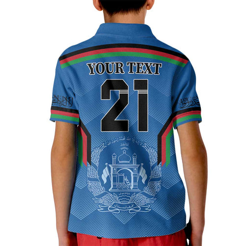 Custom Afghanistan Cricket Kid Polo Shirt Afghan Coat Of Arm with Special Flag