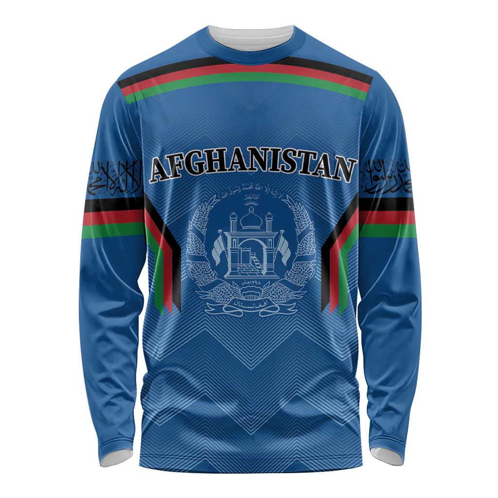 Custom Afghanistan Cricket Long Sleeve Shirt Afghan Coat Of Arm with Special Flag