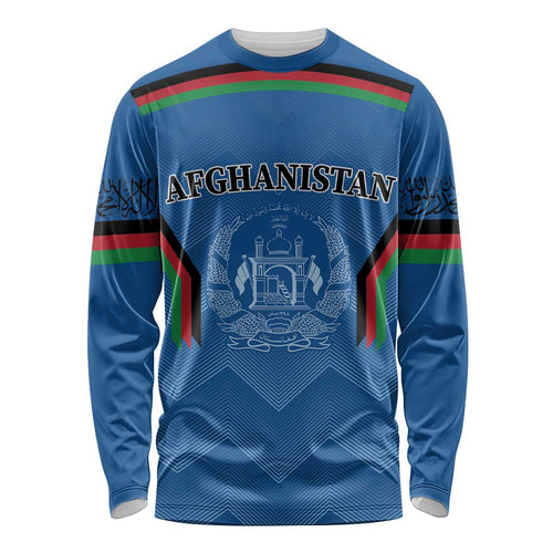 Custom Afghanistan Cricket Long Sleeve Shirt Afghan Coat Of Arm with Special Flag
