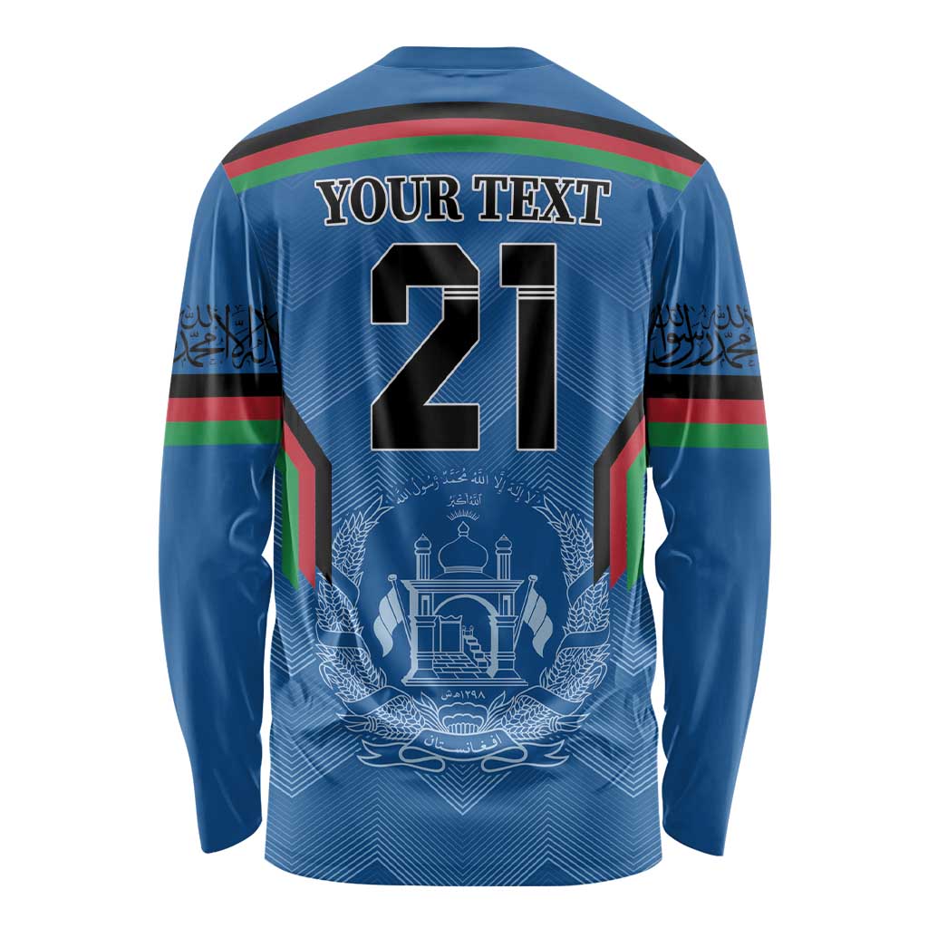 Custom Afghanistan Cricket Long Sleeve Shirt Afghan Coat Of Arm with Special Flag