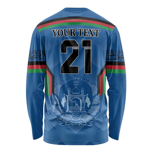 Custom Afghanistan Cricket Long Sleeve Shirt Afghan Coat Of Arm with Special Flag