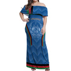 Custom Afghanistan Cricket Off Shoulder Maxi Dress Afghan Coat Of Arm with Special Flag