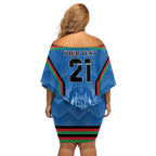 Custom Afghanistan Cricket Off Shoulder Short Dress Afghan Coat Of Arm with Special Flag
