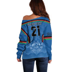Custom Afghanistan Cricket Off Shoulder Sweater Afghan Coat Of Arm with Special Flag