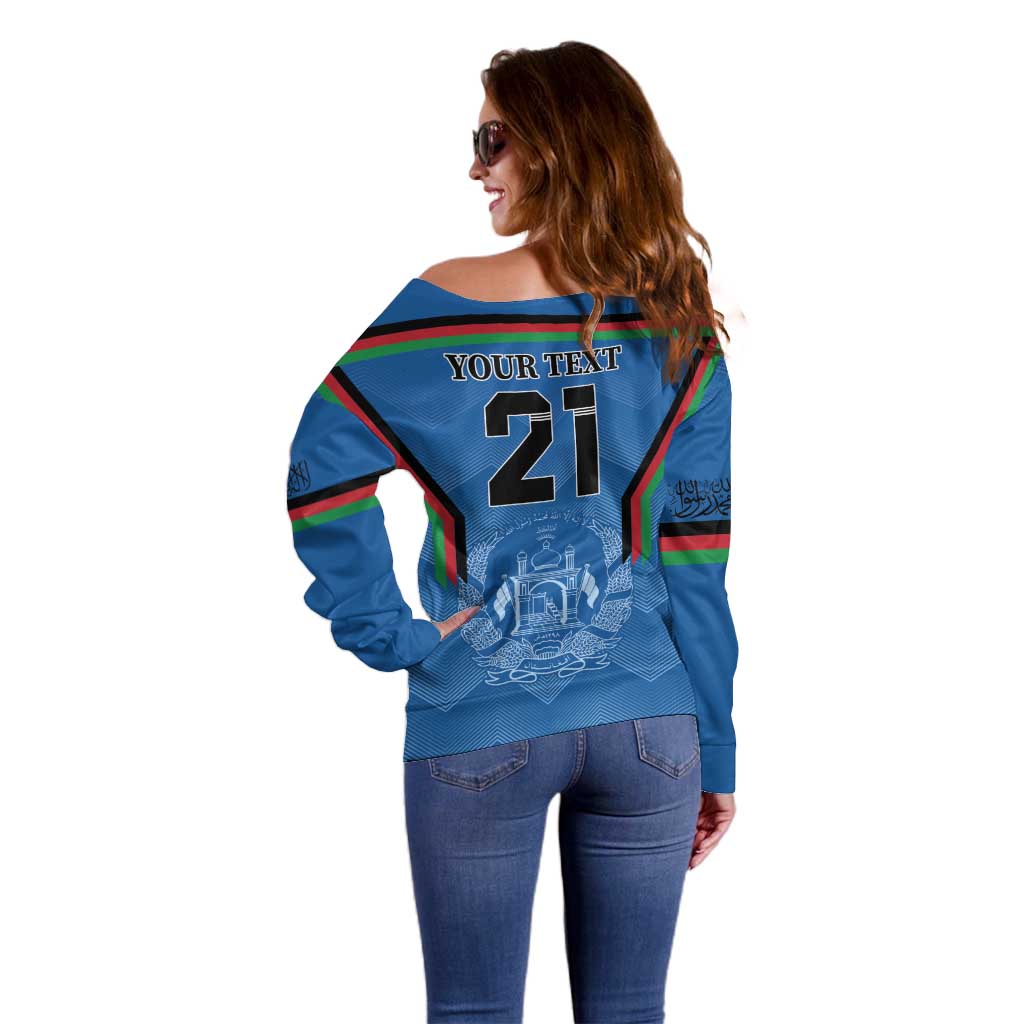 Custom Afghanistan Cricket Off Shoulder Sweater Afghan Coat Of Arm with Special Flag