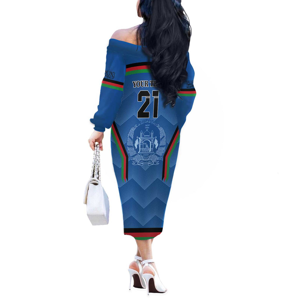 Custom Afghanistan Cricket Off The Shoulder Long Sleeve Dress Afghan Coat Of Arm with Special Flag