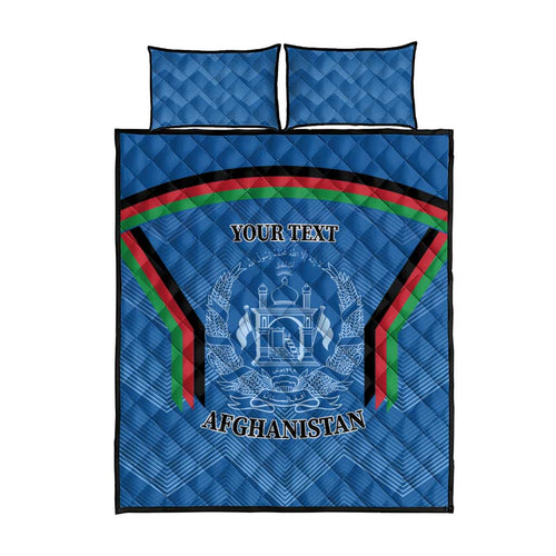 Custom Afghanistan Cricket Quilt Bed Set Afghan Coat Of Arm with Special Flag