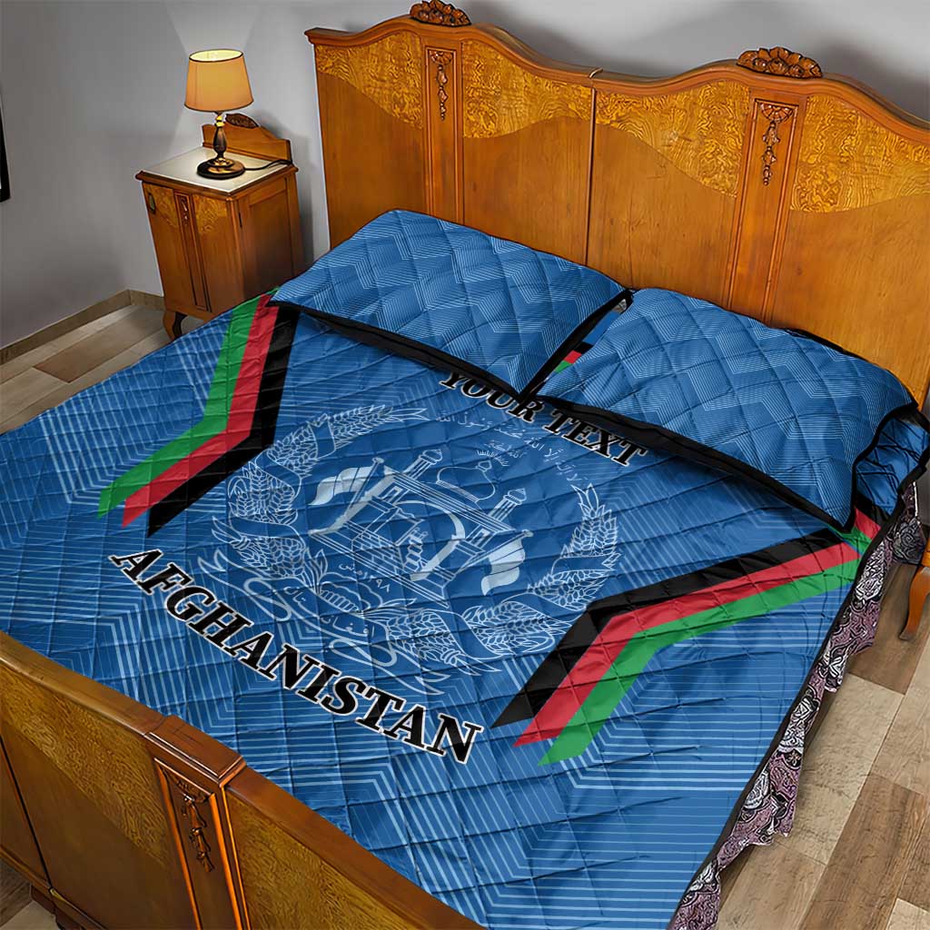 Custom Afghanistan Cricket Quilt Bed Set Afghan Coat Of Arm with Special Flag