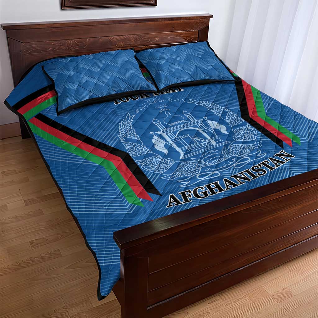 Custom Afghanistan Cricket Quilt Bed Set Afghan Coat Of Arm with Special Flag