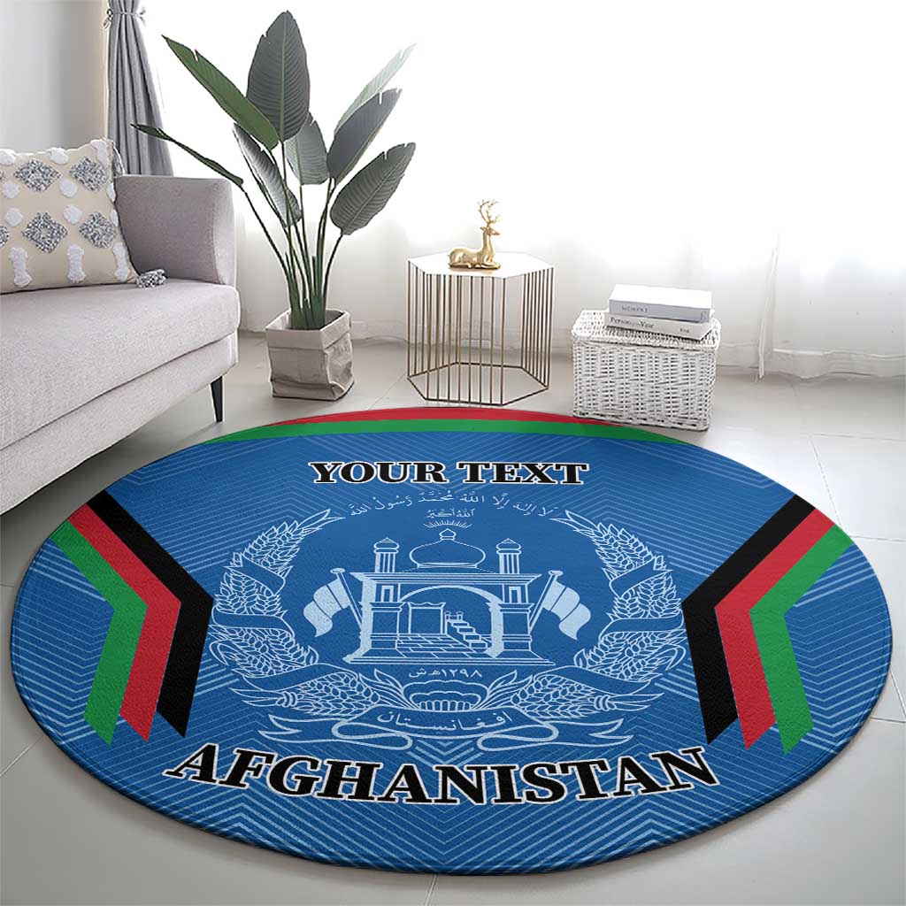 Custom Afghanistan Cricket Round Carpet Afghan Coat Of Arm with Special Flag