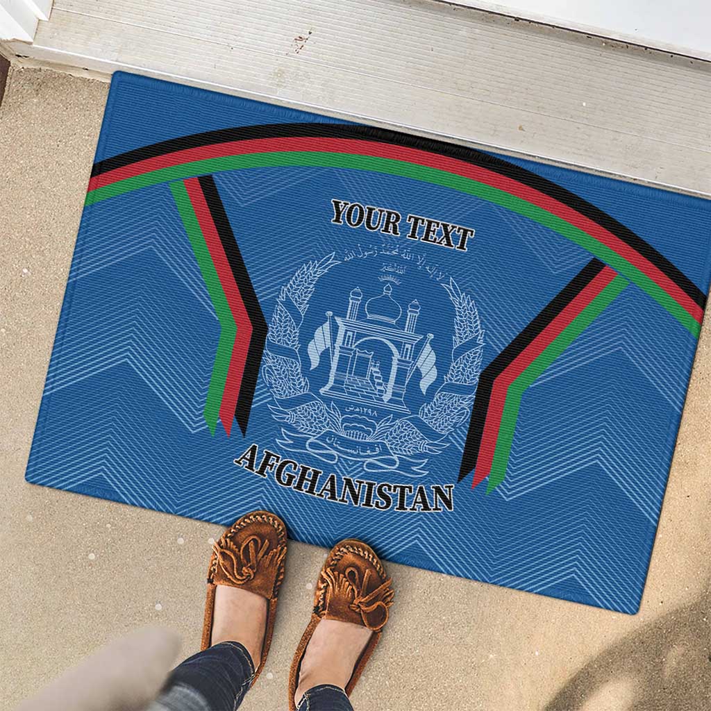 Custom Afghanistan Cricket Rubber Doormat Afghan Coat Of Arm with Special Flag