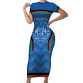 Custom Afghanistan Cricket Short Sleeve Bodycon Dress Afghan Coat Of Arm with Special Flag