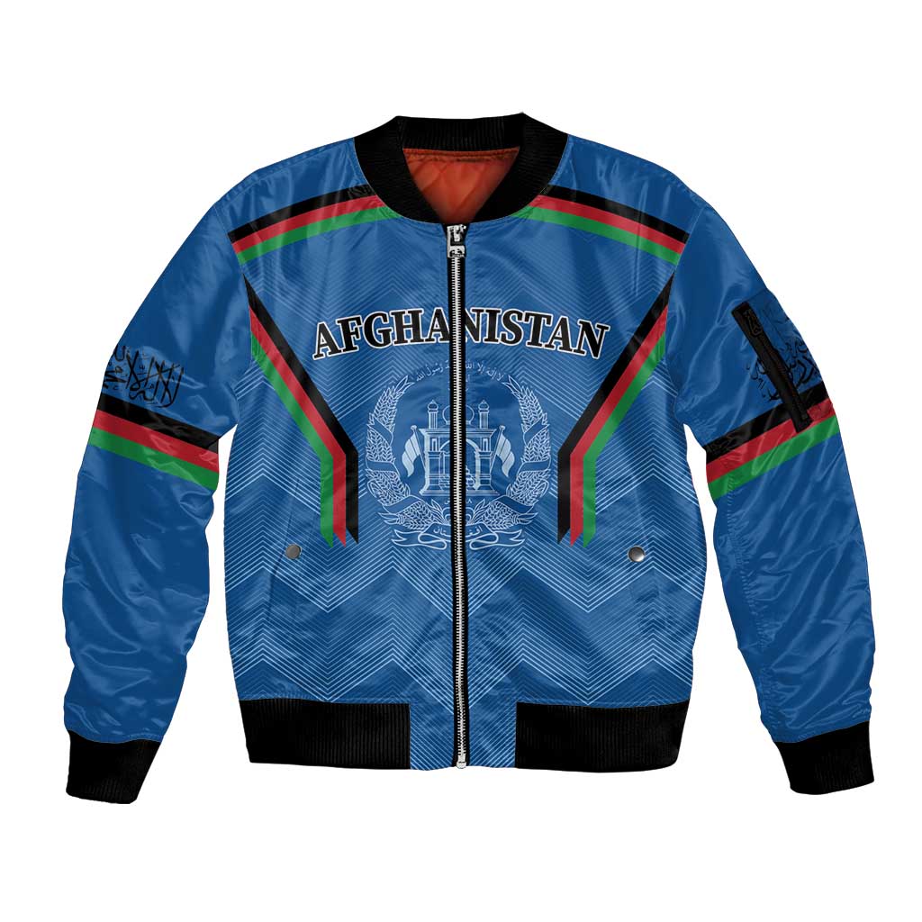 Custom Afghanistan Cricket Sleeve Zip Bomber Jacket Afghan Coat Of Arm with Special Flag