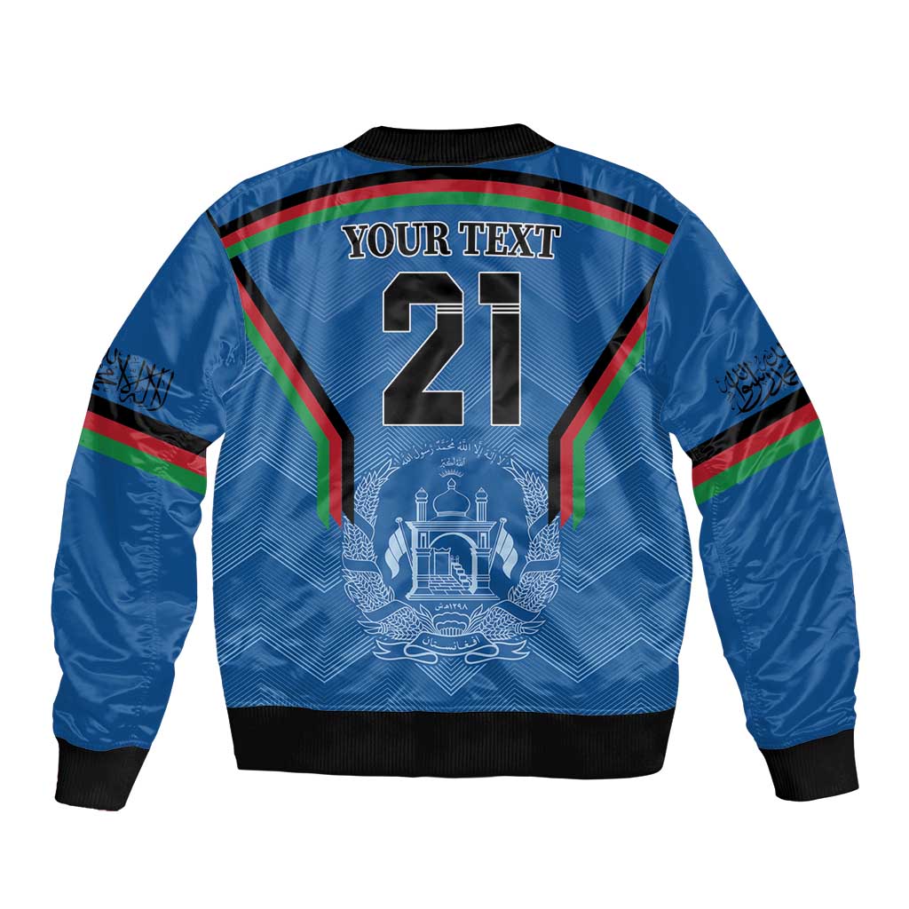 Custom Afghanistan Cricket Sleeve Zip Bomber Jacket Afghan Coat Of Arm with Special Flag