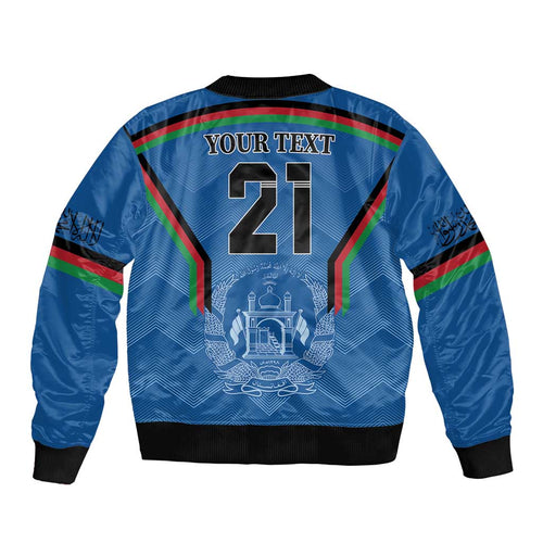 Custom Afghanistan Cricket Sleeve Zip Bomber Jacket Afghan Coat Of Arm with Special Flag